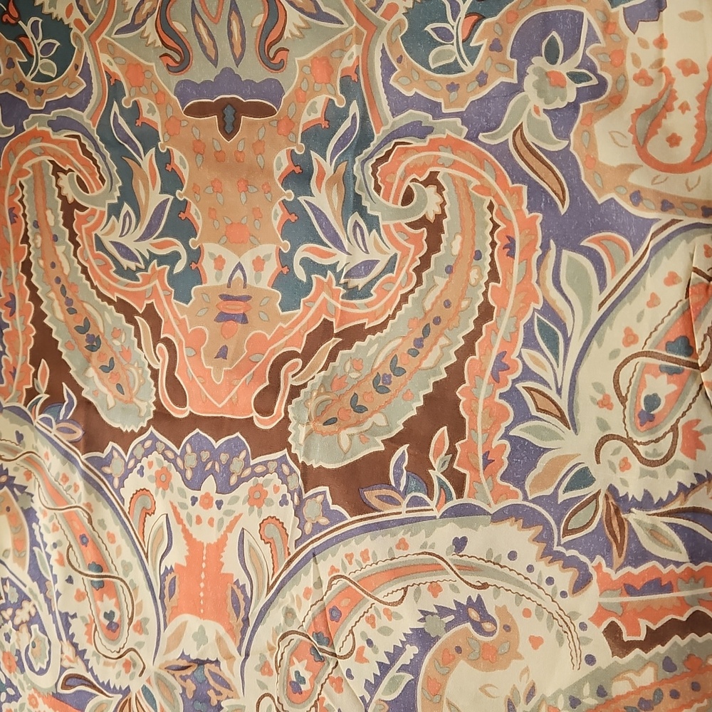Vintage Linda Davis Silk Paisley & Floral Scarf 70"X20" Made In KOREA - Picture 2 of 8